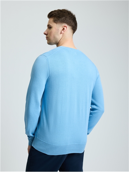 Long Sleeve Crew Neck &  Shoulder Stitch in Glacier