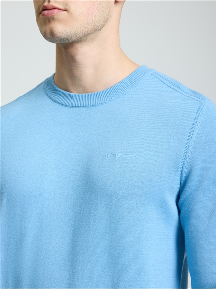 Long Sleeve Crew Neck &  Shoulder Stitch in Glacier
