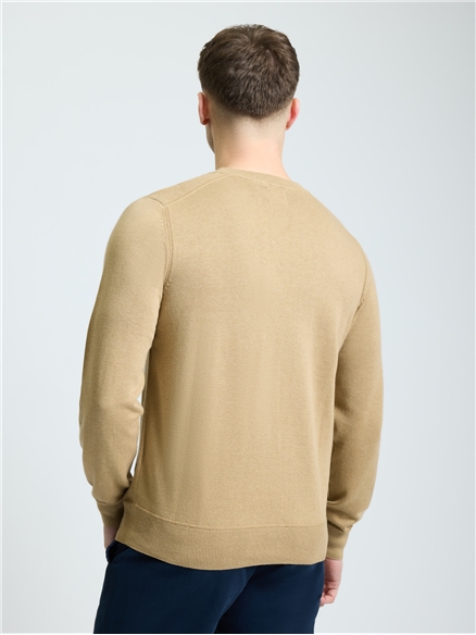 Long Sleeve Crew Neck &  Shoulder Stitch in Sand
