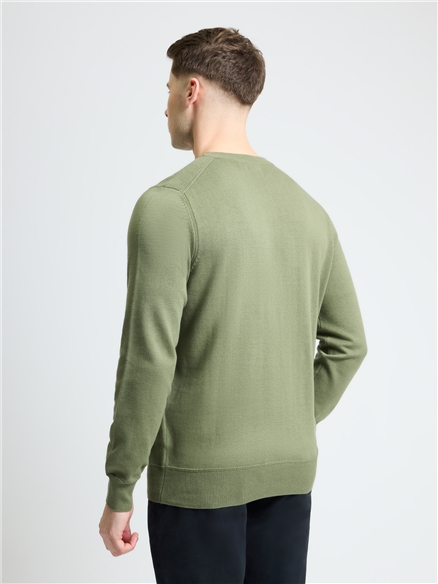 Long Sleeve Crew Neck &  Shoulder Stitch in Olive