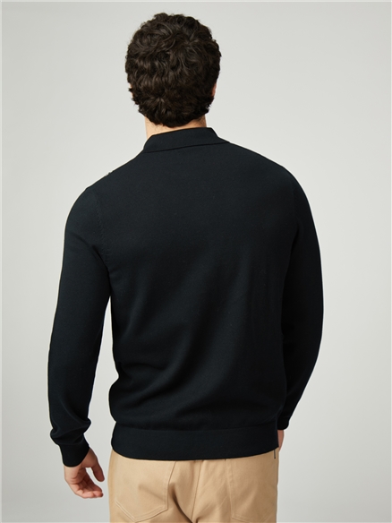 Chequerboard Button Through Polo