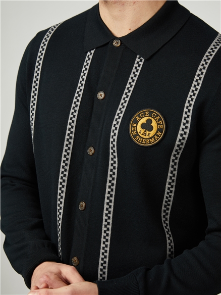 Chequerboard Button Through Polo