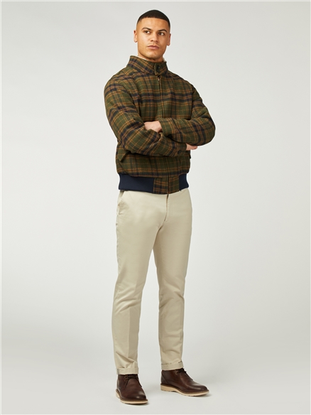 Wool Blend Check Harrington