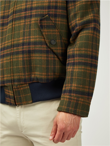 Wool Blend Check Harrington