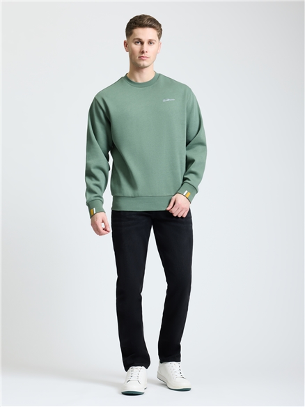 Signature Crew Neck Sweat in Pale Khaki