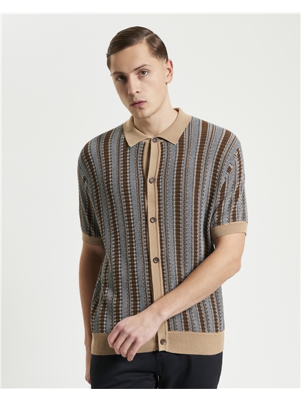 Textured Stripe Knitted Shirt