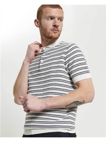 Jacquard Stripe Knitted Polo
