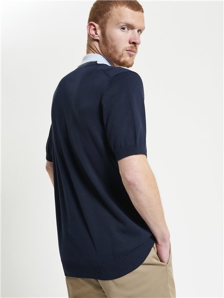 Textured Block Stripe Knitted Polo