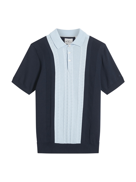 Textured Block Stripe Knitted Polo