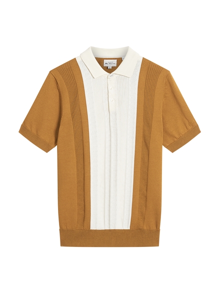 Textured Block Stripe Knitted Polo