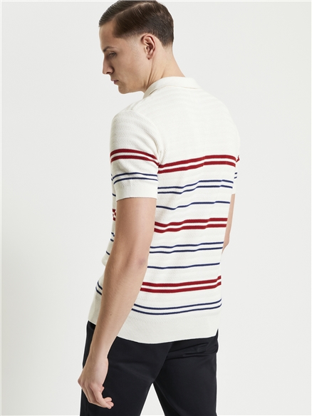Herringbone Stripe Knitted Polo