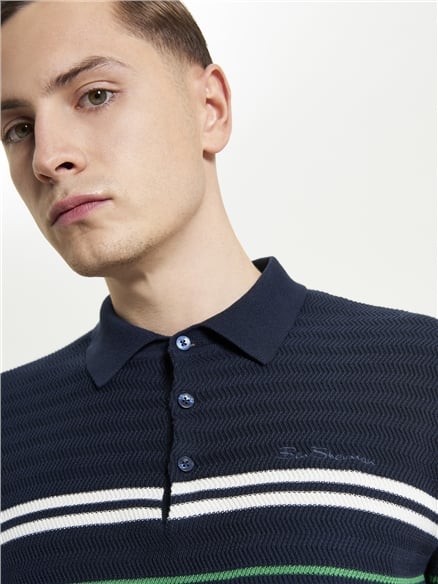 Herringbone Stripe Knitted Polo