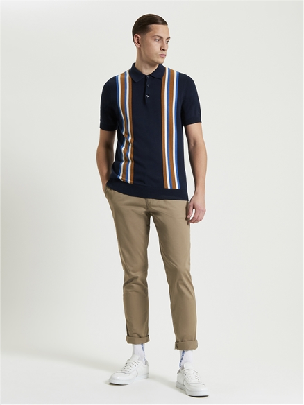 Vertical Stripe Knitted Polo