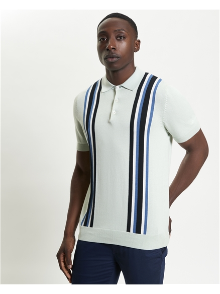 Vertical Stripe Knitted Polo