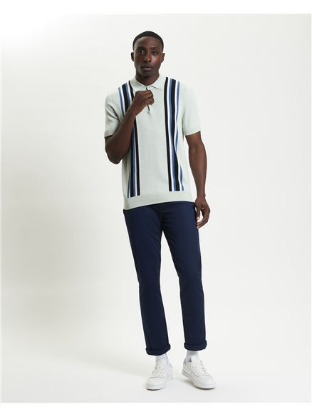 Vertical Stripe Knitted Polo
