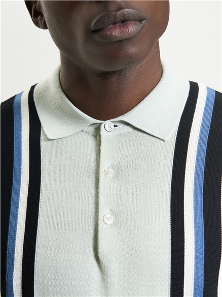 Vertical Stripe Knitted Polo