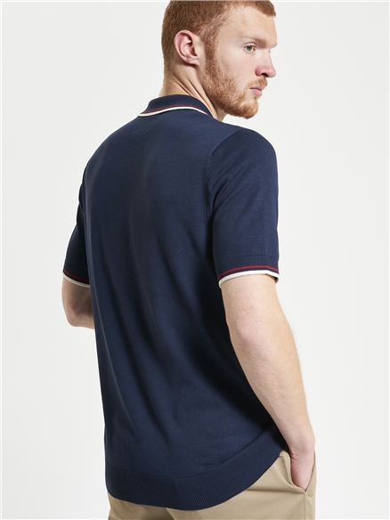 Signature Knitted Polo in Dark Navy