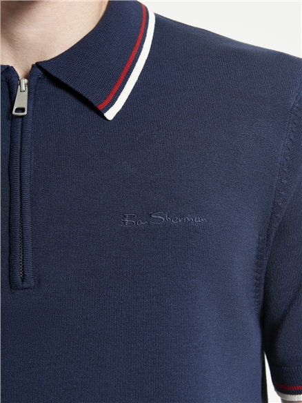 Signature Knitted Polo in Dark Navy