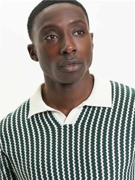 Vertical Wave Knitted Polo