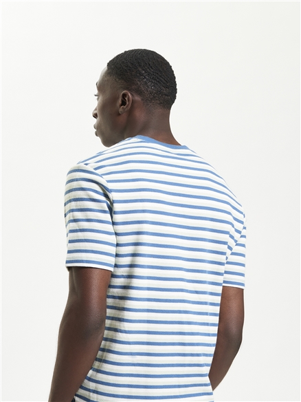 Honeycomb Stripe Tee in Airforce