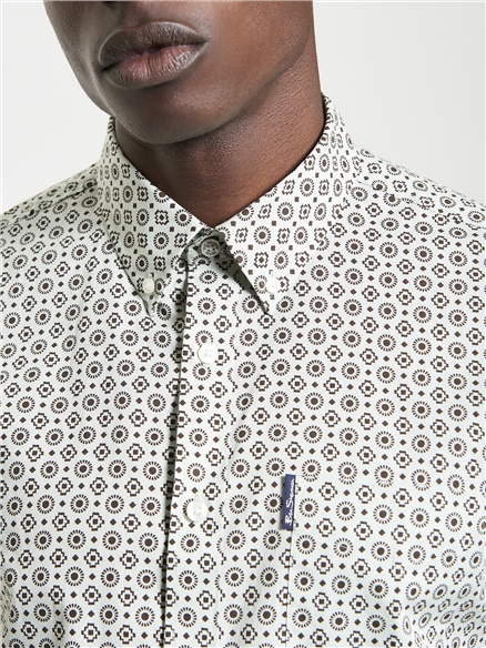 Short Sleeve Block Geo Print Shirt