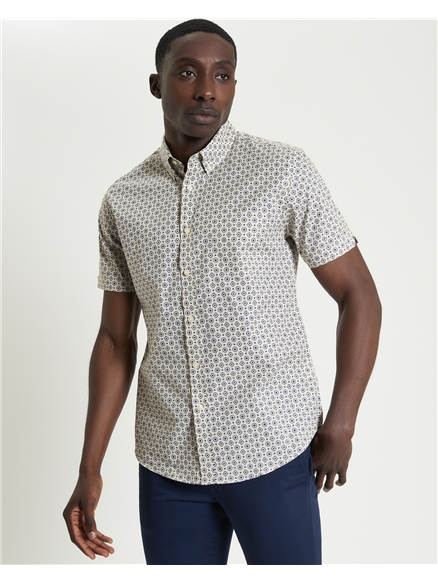 Short Sleeve Block Geo Print Shirt