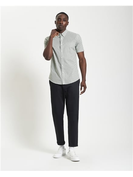 Short Sleeve Block Geo Print Shirt in Light Green