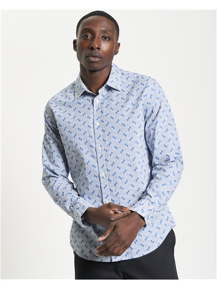 Long Sleeve Linear Print Shirt