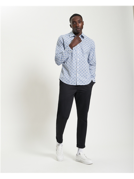 Long Sleeve Linear Print Shirt