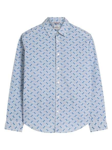 Long Sleeve Linear Print Shirt