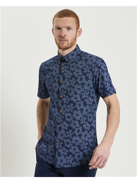 Short Sleeve Stipple Floral Shirt