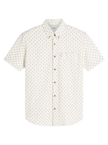 Short Sleeve Split Geo Print Shirt