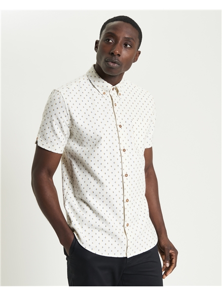 Short Sleeve Split Geo Print Shirt