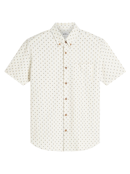Short Sleeve Split Geo Print Shirt
