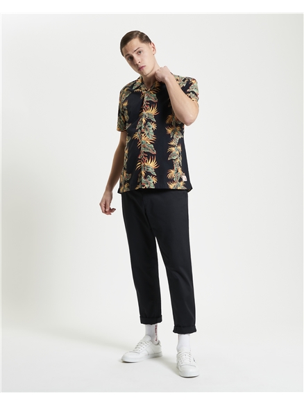Short Sleeve Botanical Leaf Print Shirt