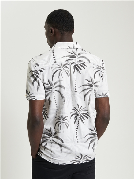 Short Sleeve Palm Print Shirt