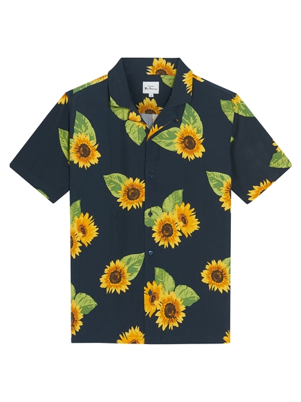 Short Sleeve Sunflower Print Shirt