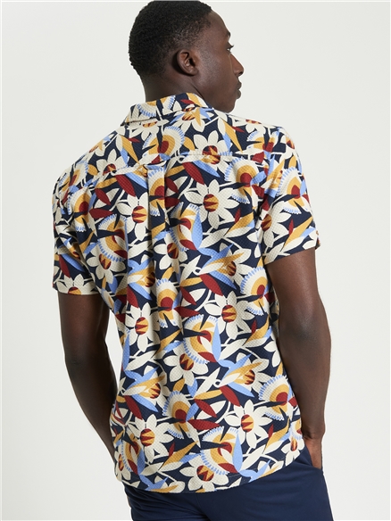 Short Sleeve Abstract Floral Shirt