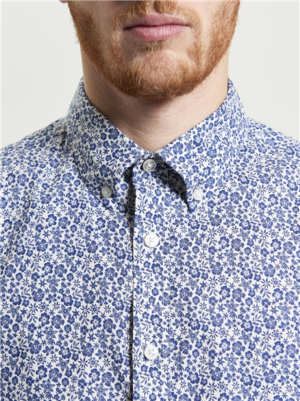 Mono Floral Print Organic Cotton Shirt