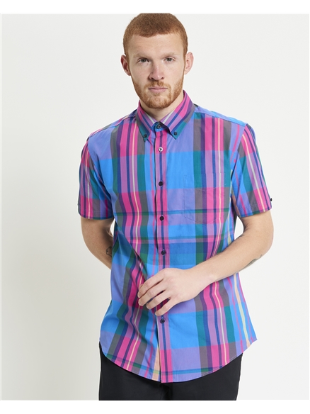 Short Sleeve Large Madras Check Shirt