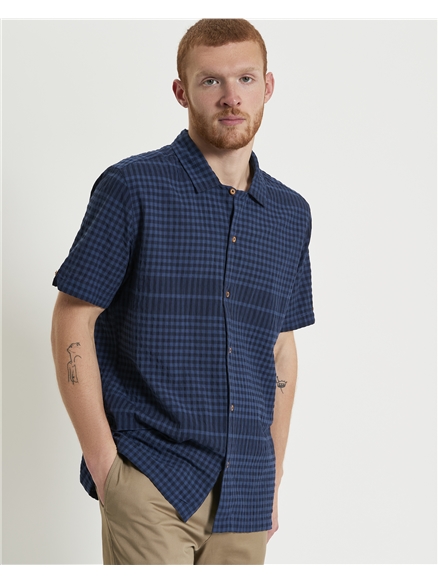 Short Sleeve Seersucker Gingham Shirt