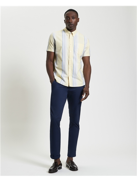 Short Sleeve Oxford Stripe Shirt in Corn