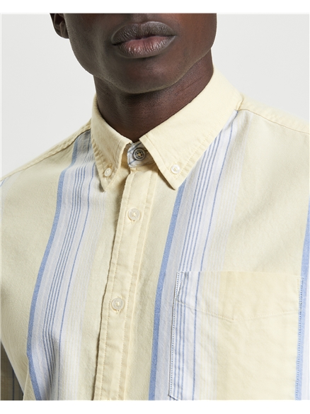 Short Sleeve Oxford Stripe Shirt in Corn