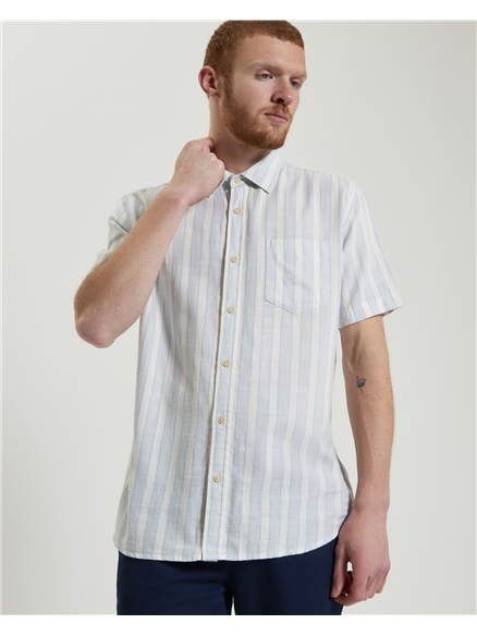 Short Sleeve Candy Stripe Shirt in Dusky Blue
