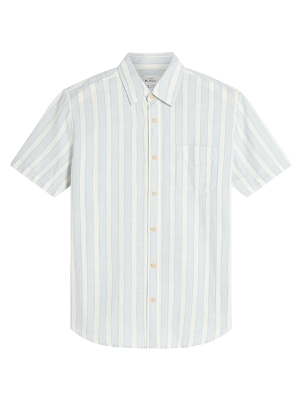 Short Sleeve Candy Stripe Shirt in Dusky Blue