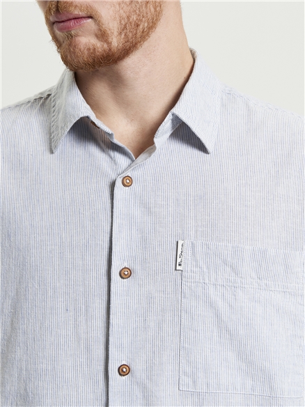 Short Sleeve Ticking Stripe Shirt