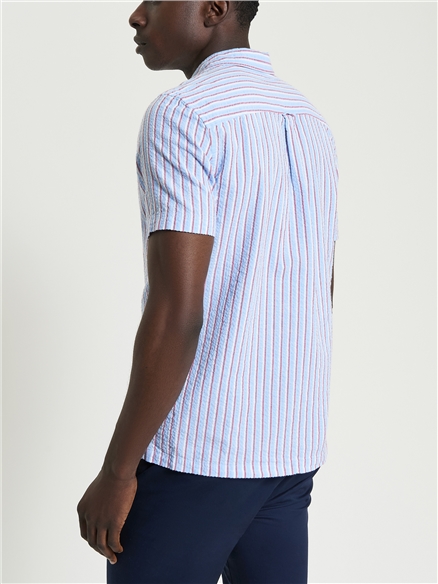 Short Sleeve Seersucker Stripe Shirt