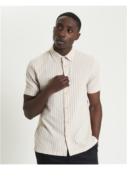 Short Sleeve Seersucker Stripe Shirt