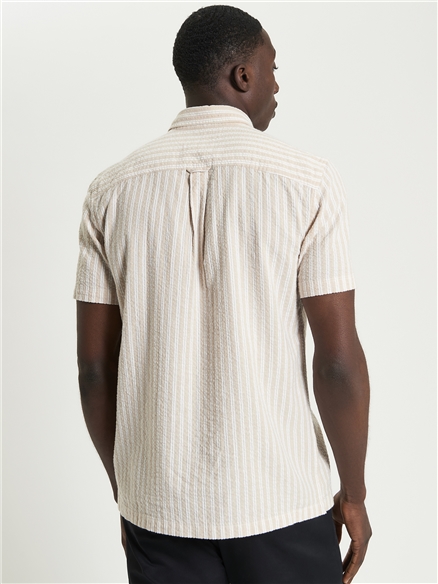 Short Sleeve Seersucker Stripe Shirt