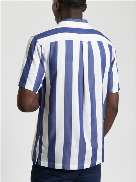 Short Sleeve Viscose Stripe Shirt